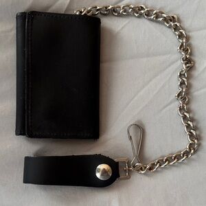 Black Leather Chain Wallet